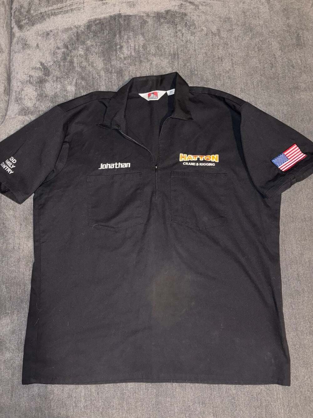 Ben Davis Half Zip Work Shirt Size XL Black Hatton Crane & Rigging